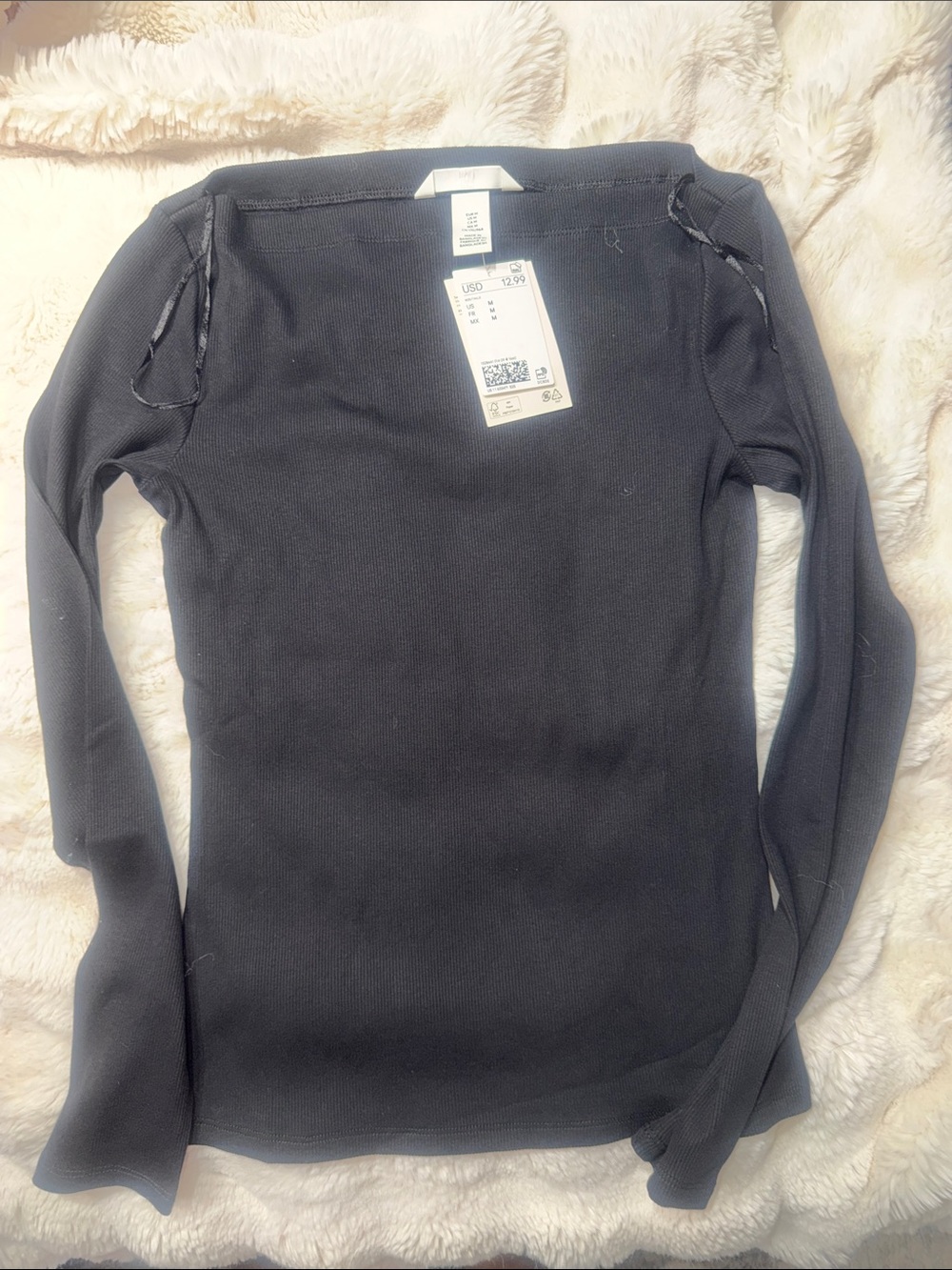 Black Long-Sleeve Ribbed Women’s Sweater